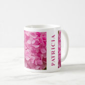 Name "Patricia" und Blume "Pink Spring Hydrangea" Kaffeetasse (VorderseiteRechts)