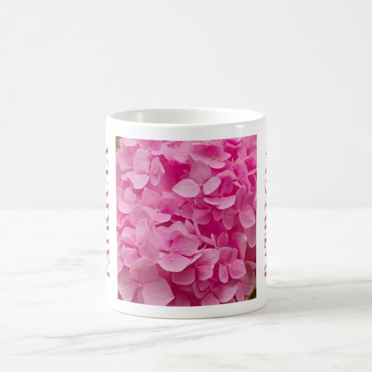Name "Patricia" und Blume "Pink Spring Hydrangea" Kaffeetasse (Mittel)