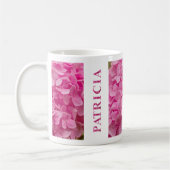 Name "Patricia" und Blume "Pink Spring Hydrangea" Kaffeetasse (Links)