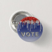 Name: Patriotic Red White Glitter Drip Blue Vote Button (Vorne & Hinten)