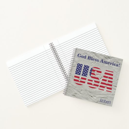 Name, Patriotic USA Flag 8.5x8.5 Notebook Notizblock (Innenseite)