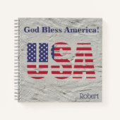 Name, Patriotic USA Flag 8.5x8.5 Notebook Notizblock (Vorderseite)