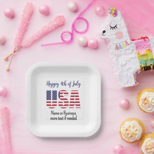 Name, Patriotic USA Stencil 4. Platz Party Pappteller (Party)