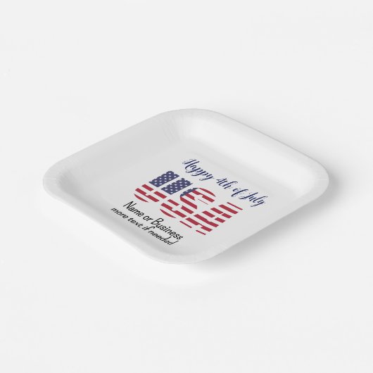 Name, Patriotic USA Stencil 4. Platz Party Pappteller (Gewinkelt)