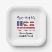 Name, Patriotic USA Stencil 4. Platz Party Pappteller (Vorderseite)