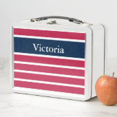 Name-patriotisches rotes weißes und blau metall lunch box (Beispiel)