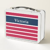 Name-patriotisches rotes weißes und blau metall lunch box (Rückseite)