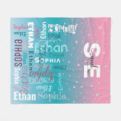 Name Pattern Typografie Pink Blue Baby Boy Girl Fleecedecke (Vorderseite (Horizontal))