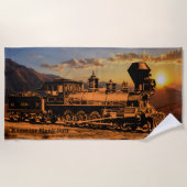 Name Personalisieren Dampfzug Sonnenuntergang CPRR Strandtuch (Vorderseite)