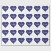 Name Personalisiert Dark Blue Heart Custom Geschenkpapier (Flach)