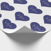 Name Personalisiert Dark Blue Heart Custom Geschenkpapier (Ecke)