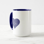 Name Personalisiert Dark Blue Heart Custom Tasse (Vorderseite Links)