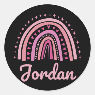 Name Personalisiert Funny Women Pink Rainbow Jorda Runder Aufkleber