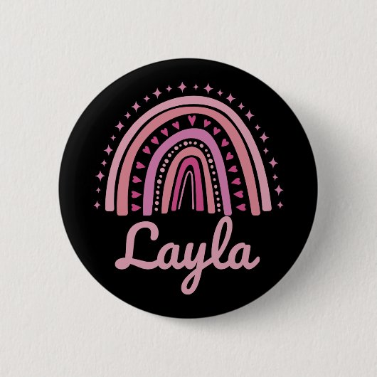 Name Personalisiert Funny Women Pink Rainbow Layla Button (Vorderseite)