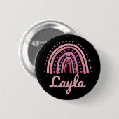 Name Personalisiert Funny Women Pink Rainbow Layla Button (Vorne & Hinten)