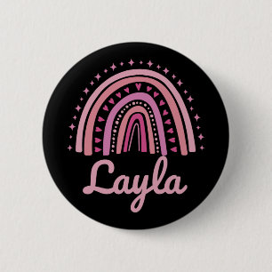Name Personalisiert Lustig Frauen Rosa Regenbogen Button