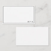 Name Personalisiert Modern Schwarz-weiß Minimalist Mitteilungskarte (Vorne/Hinten)