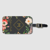 Name Personalisiert Modernes Elegantes Blumengold Gepäckanhänger (Vorderseite (Horizontal))