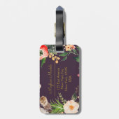 Name Personalisiert Modernes Elegantes Blumengold Gepäckanhänger (Rückseite vertikal)