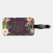Name Personalisiert Modernes Elegantes Blumengold Gepäckanhänger (Rückseite horizontal)