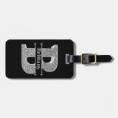 Name Personalisiert Monogramm Anfangssilberbuchsta Gepäckanhänger (Vorderseite horizontal)