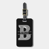 Name Personalisiert Monogramm Anfangssilberbuchsta Gepäckanhänger (Vorderseite vertikal)