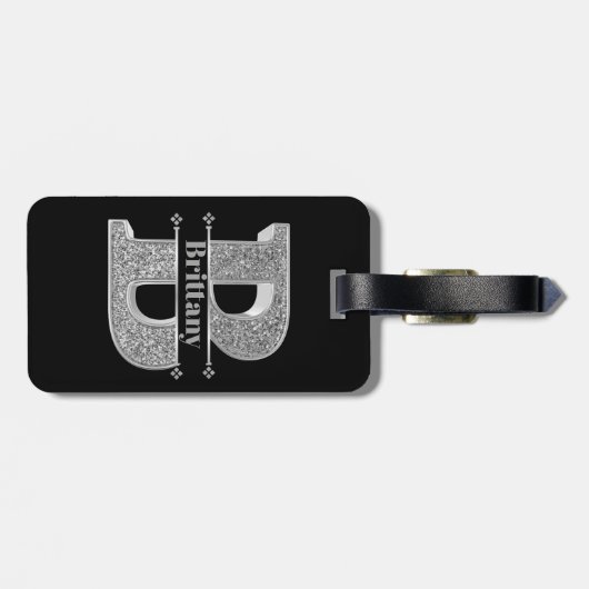 Name Personalisiert Monogramm Anfangssilberbuchsta Gepäckanhänger (Rückseite horizontal)