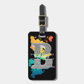 Name Personalisiert Monogramm Anfangssilberbuchsta Gepäckanhänger (Vorderseite vertikal)