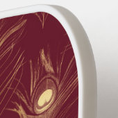 Name Personalisiert Red Peacock Print Gold Pickleball Schläger (Linke Seite)