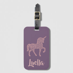 Name Personalisiert Rosa Einhorngepäckanhänger hin Gepäckanhänger