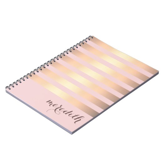 Name Personalisiert rosa/goldgelb gestreift Notizblock (Linke Seite)