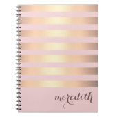 Name Personalisiert rosa/goldgelb gestreift Notizblock (Vorderseite)