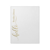 Name Personalisiert Stylish Gold "Hello" Notizblock (Rotiert)