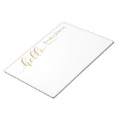 Name Personalisiert Stylish Gold "Hello" Notizblock (angewinkelt)