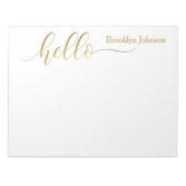 Name Personalisiert Stylish Gold "Hello" Notizblock (Vorderseite)