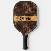 Name Personalisiert Tiger Print Gold Pickleball Schläger (Rückseite)