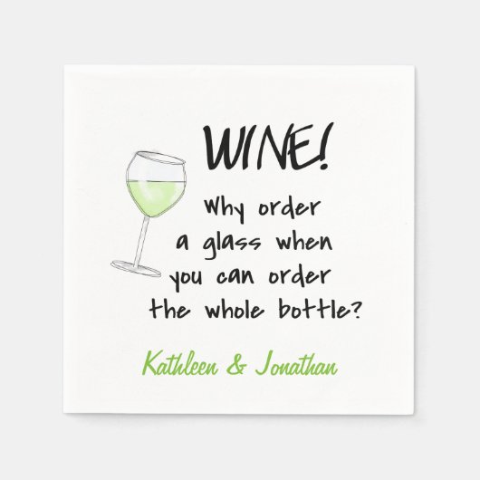 Name Personalisiert White Wine Funny Word Design K Serviette (Vorderseite)