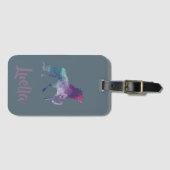 Name Personalisierte Lila Einhorngepäckmarke hinzu Gepäckanhänger (Vorderseite (Horizontal))