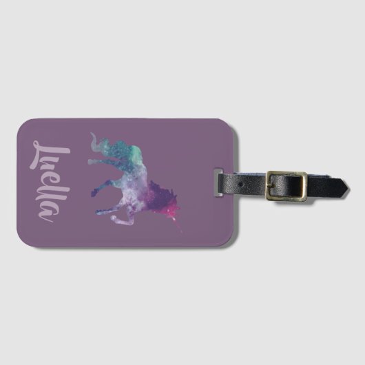 Name Personalisierte Lila Einhorngepäckmarke hinzu Gepäckanhänger (Vorderseite (Horizontal))