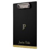 Name-personalisierter Goldtext-modernes Monogramm Klemmbrett (Links)
