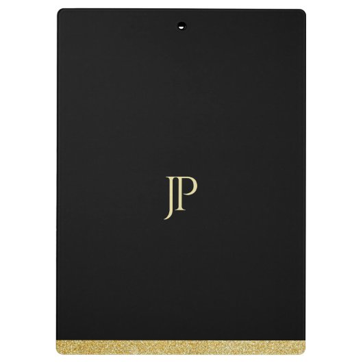 Name-personalisierter Goldtext-modernes Monogramm Klemmbrett (Rückseite)