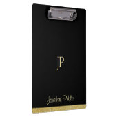 Name-personalisierter Goldtext-modernes Monogramm Klemmbrett (Rechts)