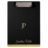 Name-personalisierter Goldtext-modernes Monogramm Klemmbrett (Vorderseite)
