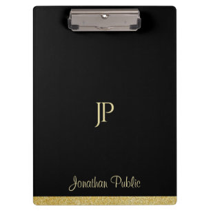 Name-personalisierter Goldtext-modernes Monogramm Klemmbrett