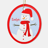 Name Personalisierter Weihnachtsschneemann-Ornamen Keramikornament (Links)