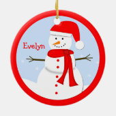 Name Personalisierter Weihnachtsschneemann-Ornamen Keramikornament (Hinten)
