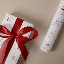 Name personalisiertes Rot Weiß Frohe Weihnachten  Geschenkpapier