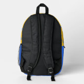 Name Personalization Bright Sun Yellow Royal Blue Bedruckter Rucksack (Rückseite)