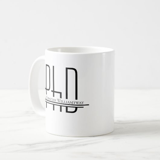 Name PhD-Abschluss Kaffeetasse (Vorderseite Links)