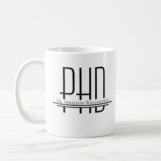 Name PhD Kaffeemaschine Tasse (Links)